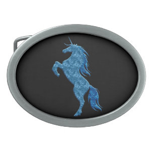 Blue Fire Unicorn Belt Buckle