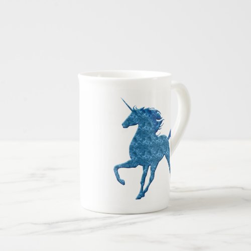 Blue Fire Unicorn Bone China Mug