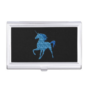 Blue Fire Unicorn Business Card Holder