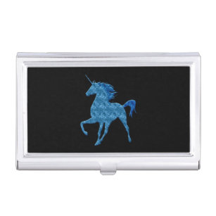 Blue Fire Unicorn Business Card Holder