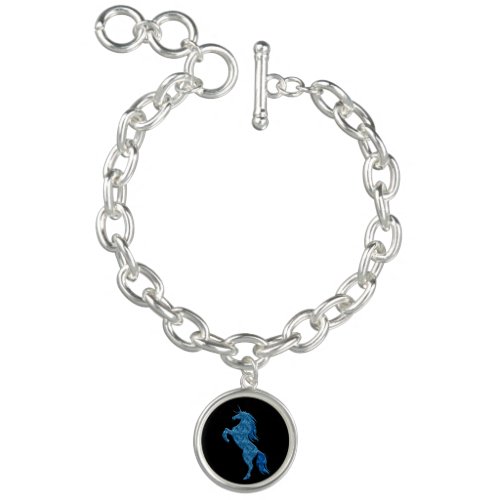 Blue Fire Unicorn Charm Bracelet