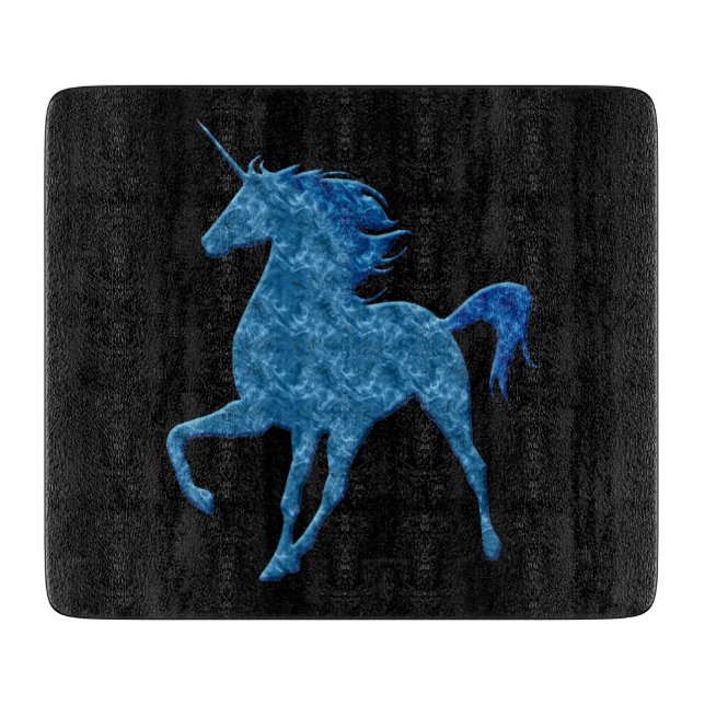 Blue Fire Unicorn Cutting Board (Front)