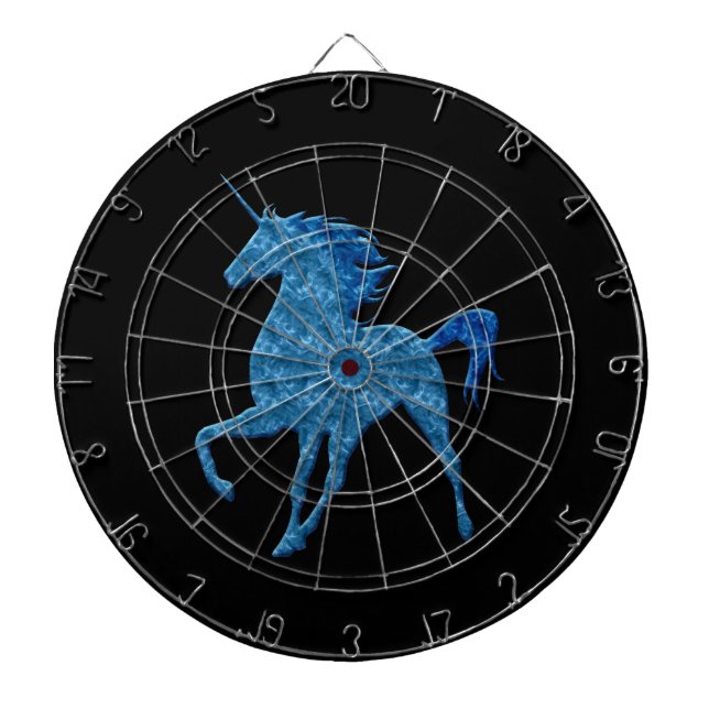Blue Fire Unicorn Dart Board (Front)