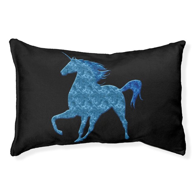 Blue Fire Unicorn Dog Bed (Front)