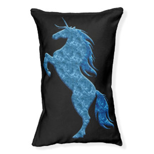 Blue Fire Unicorn Dog Bed