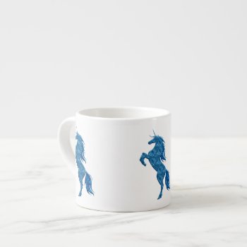 Blue Fire Unicorn Espresso Mug by atteestude at Zazzle