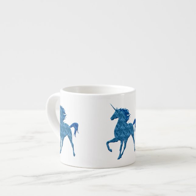 Blue Fire Unicorn Espresso Mug (Front Left)