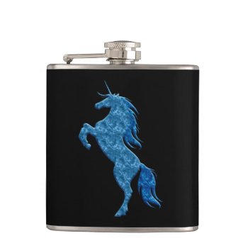 Blue Fire Unicorn Flask by atteestude at Zazzle