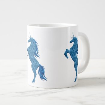 Blue Fire Unicorn Jumbo Mug by atteestude at Zazzle