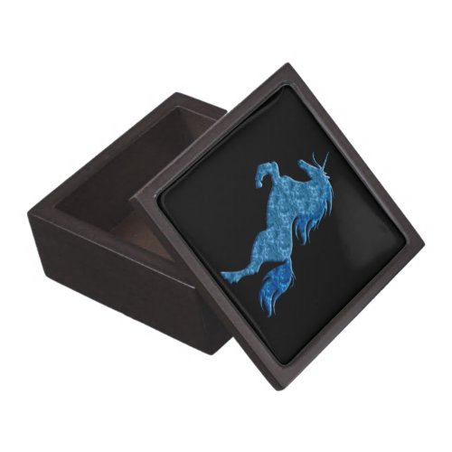 Blue Fire Unicorn Keepsake Box