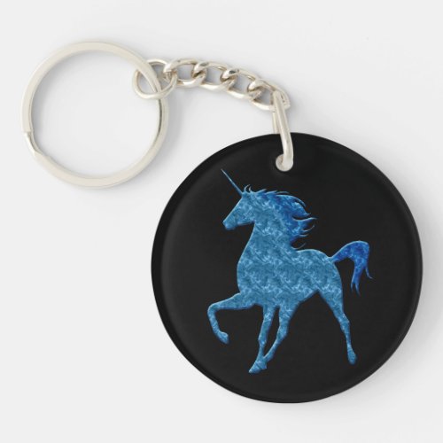 Blue Fire Unicorn Key Chain