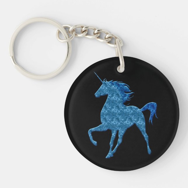 Blue Fire Unicorn Key Chain (Front)