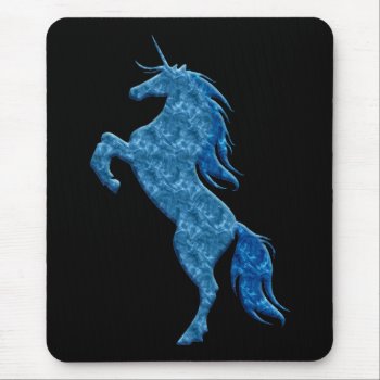 Blue Fire Unicorn Mouse Pad by atteestude at Zazzle