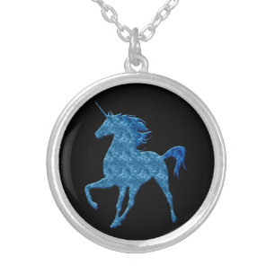 Blue Fire Unicorn Necklace