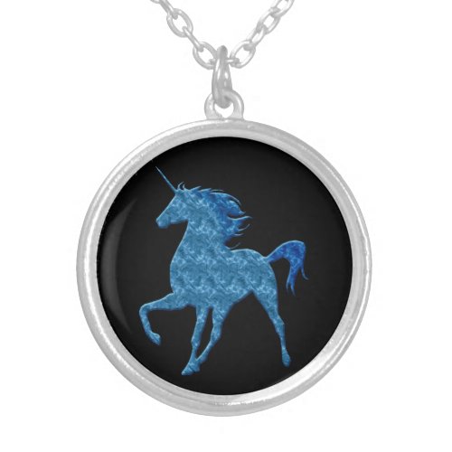 Blue Fire Unicorn Necklace