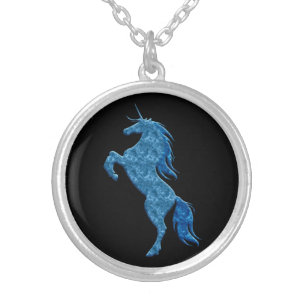 Blue Fire Unicorn Necklace