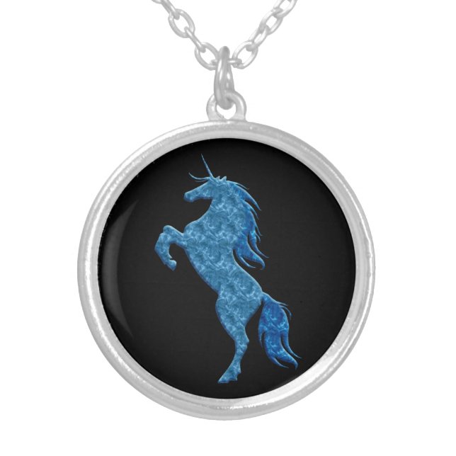 Blue Fire Unicorn Necklace (Front)
