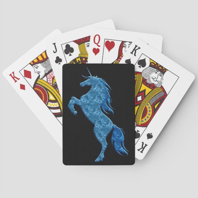 Blue Fire Unicorn Playing Cards (Back)