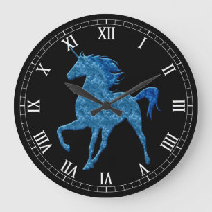 Blue Fire Unicorn Roman Numeral Clock
