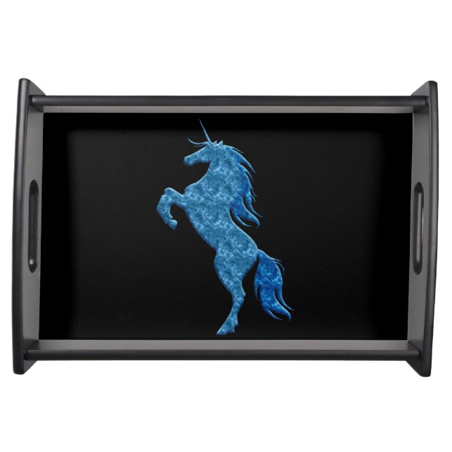 Blue Fire Unicorn Serving Tray (Front)