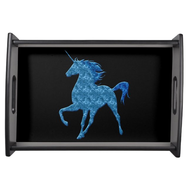 Blue Fire Unicorn Serving Tray (Front)