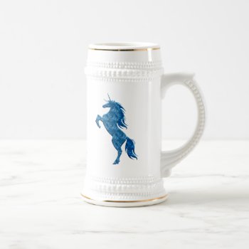 Blue Fire Unicorn Stein by atteestude at Zazzle