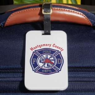 Blue Firefighter Badge Logo Customized Luggage Tag