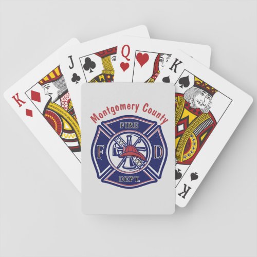Blue Firefighter Badge Logo Customized  Playing Cards
