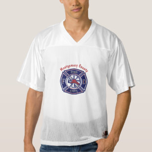 Blue Firefighter Badge Logo Personalized  Men's Football Jersey