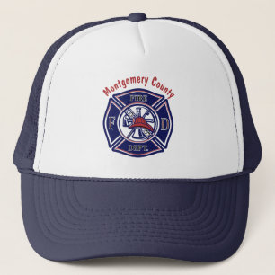 Blue Firefighter Badge Logo Personalized Trucker Hat