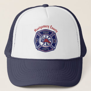 Blue Firefighter Badge Logo Personalized   Trucker Hat