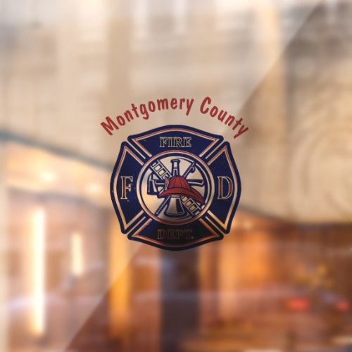 Blue Firefighter Badge Logo   Window Cling