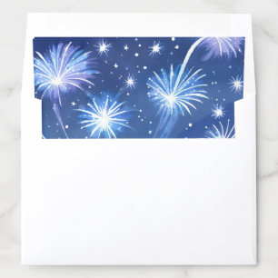Blue Fireworks Firework Celebration Watercolor Envelope Liner