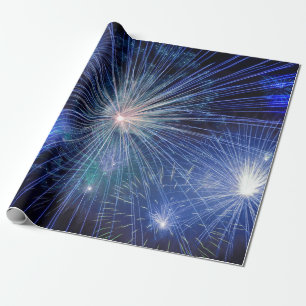 blue fireworks wrapping paper