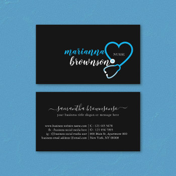 Blue First Aid Nurse And Doctor Design Business Card by PineLemonMarketing at Zazzle