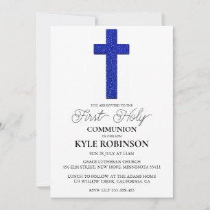 blue first communion invitations