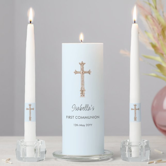 Blue | First Communion Unity Candle Set (In Situ)