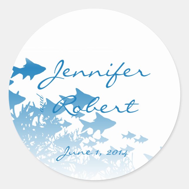 Blue Fish and Coral Envelope Seal (Front)