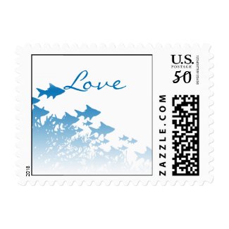 Blue Fish and Coral Postage Stamp