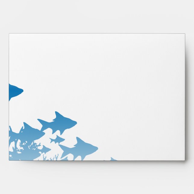 Blue Fish and Coral Wedding Envelope (Front)