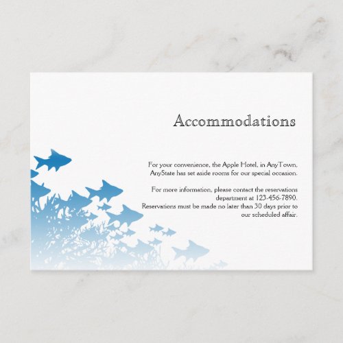 Blue Fish and Coral Wedding Insert Custom Announcements