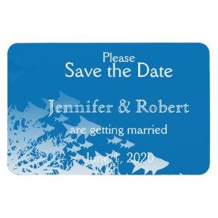 Blue Fish and Coral Wedding Save the Date Magnet