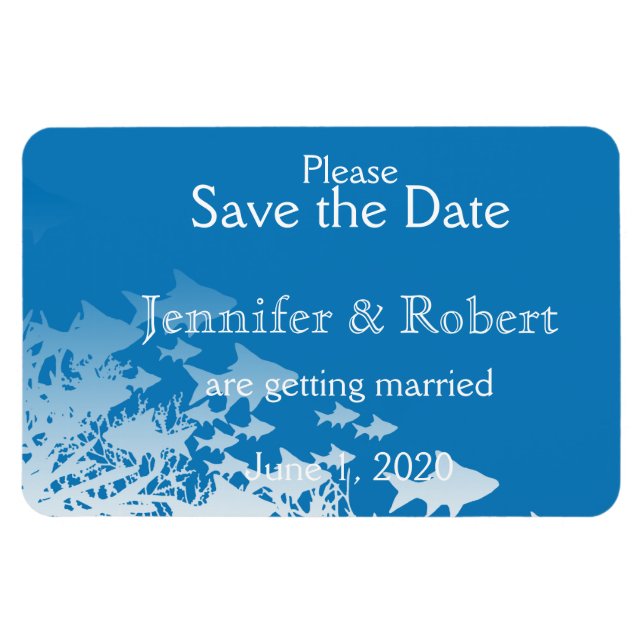 Blue Fish and Coral Wedding Save the Date Magnet (Horizontal)