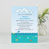 Blue Fish Baby Boy Shower Invitation (Standing Front)