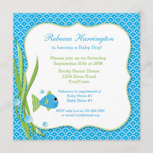 Blue Fish Baby Shower Invitation