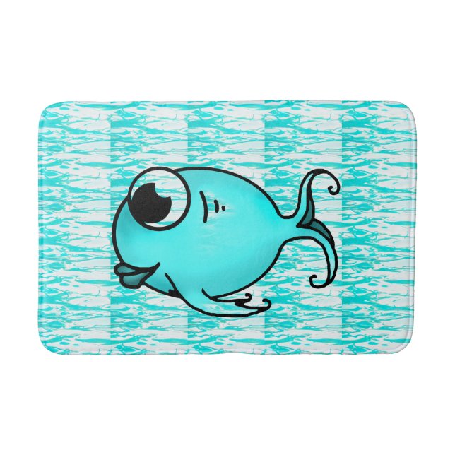 Blue Fish Bath Mat (Front)
