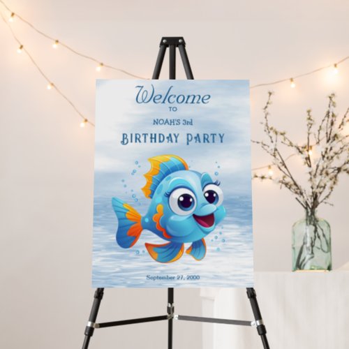 Blue Fish Birthday Welcome Foam Board