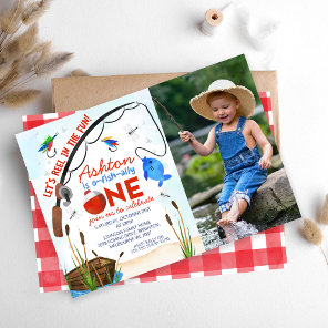 Blue Fish Boat Photo Ofishally One 1st Birthday Invitation