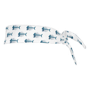 Blue Fish Bones Pattern Tie Headband