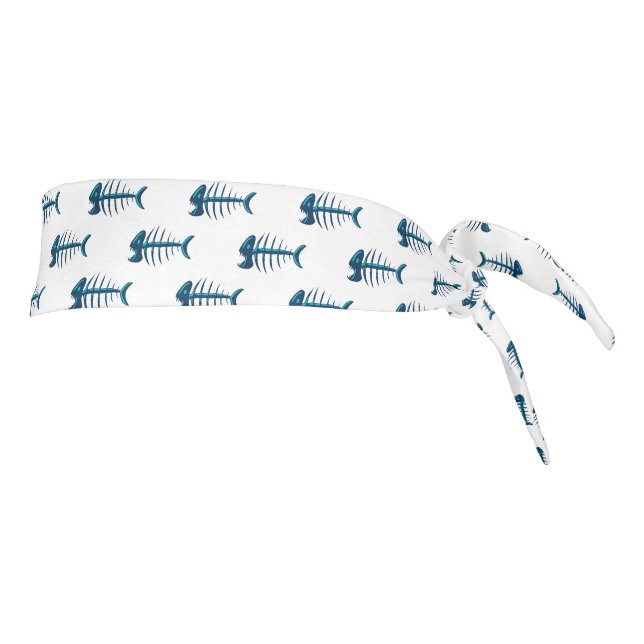 Blue Fish Bones Pattern Tie Headband (Rotate 90)